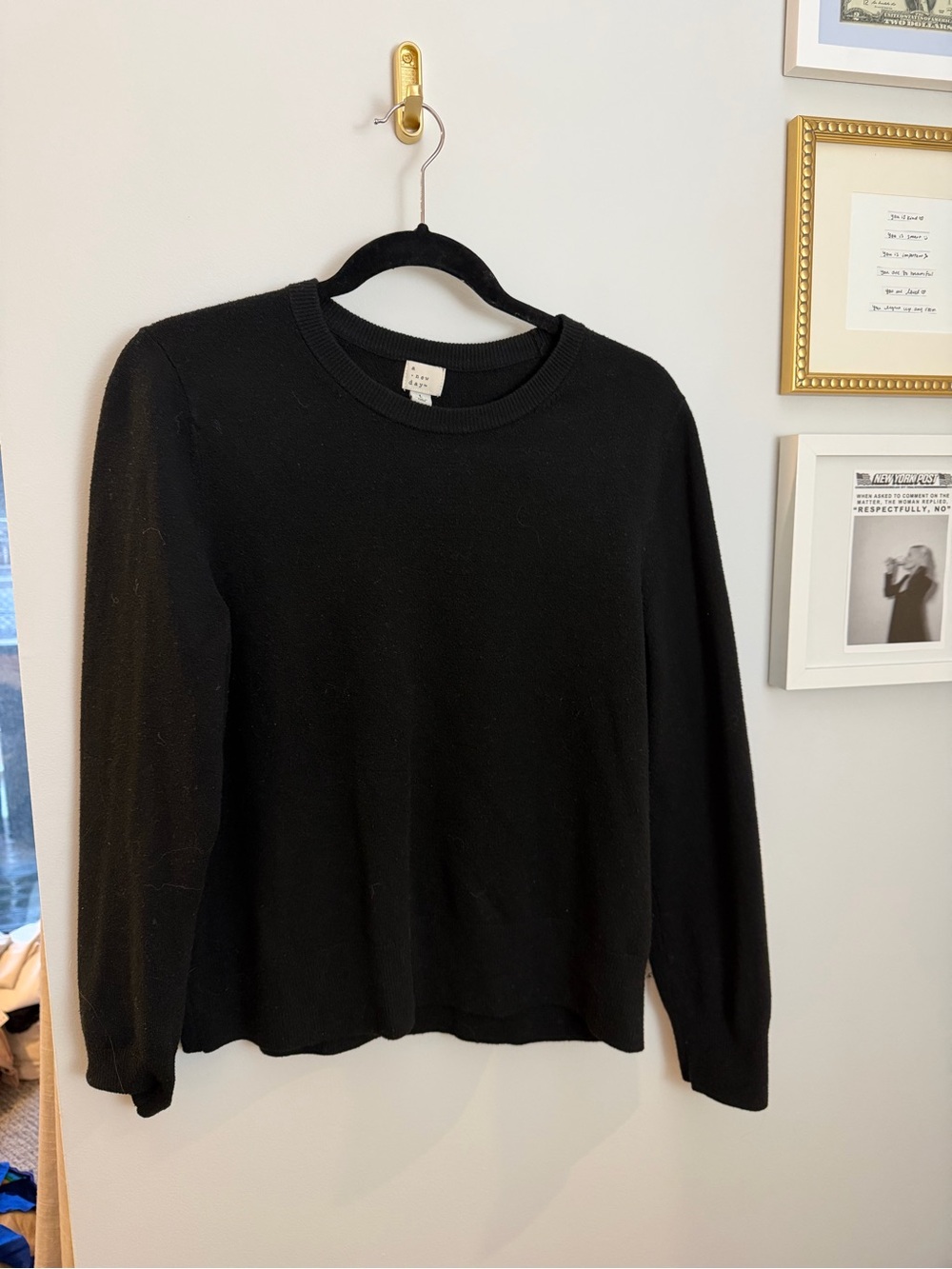 a new day Black Crewneck Sweater - Women's Classic Knit - Large